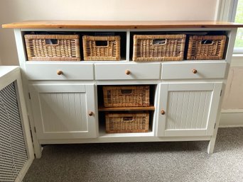 Wood Storage Cabinet With Baskets