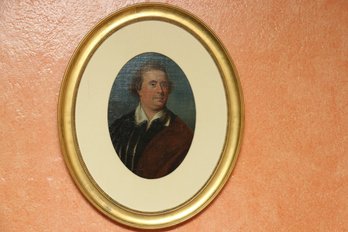 Oval Painting Of Man In Collared Shirt