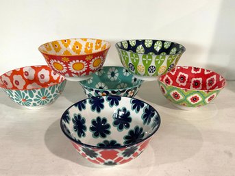 Six Certified International Jennifer Brinley Colorful Bowls