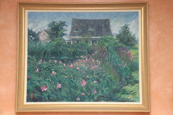 Garden Farmhouse Painting Signed By Artist