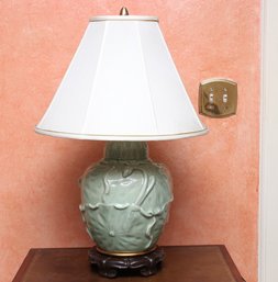 Vintage Marbro Italian Porcelain Lamp In Celadon Green