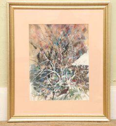Hand Painted Watercolor - Nature Branches Scene Signed By Artist