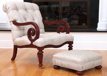 Custom Library Chair With Footstool