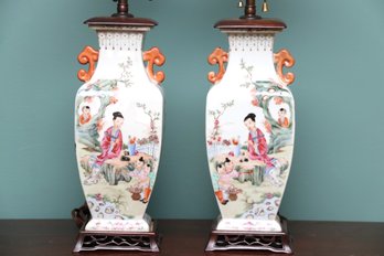 Pair Of Japanese Porcelain Lamps