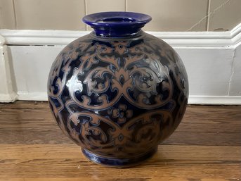 Blue Round Painted Vase