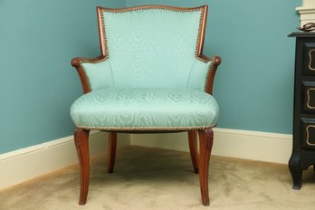 Sea-foam Green Custom Upholstered Arm Chair