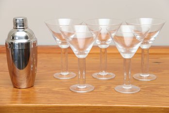 Martini Glasses And Chrome Shaker