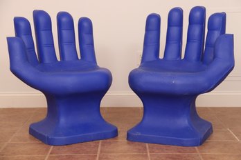 Mid Century Blue Hand Chairs