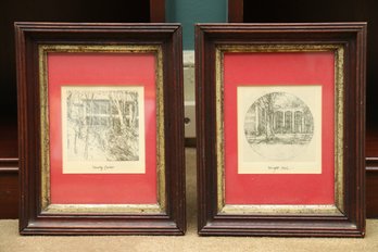 Write Hall And Faculty Center Vintage Framed Steel Engravings