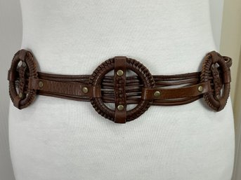 DKNY Multi Strand Brown Tie Leather Belt