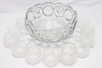 Crystal Punch Bowl And Glasses