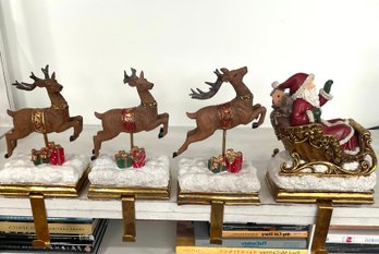 Santa And Reindeer Christmas Stocking Holders