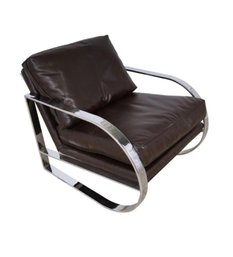 Modern Chrome Bent Frame Rocker Lounge Chair - Supple Leather And SUPER COMFORTABLE