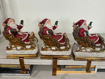 Trio Of Santa Christmas Stocking Holders