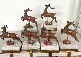 6 Reindeer Christmas Stocking Holders