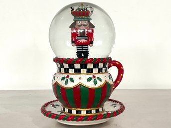 Mackenzie Childs Courtly Check Tea Cup Musical Globe