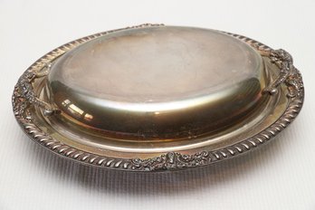 Silver Over Copper Two Compartment Serving Dish