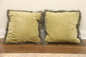 Pair Of Olive Green Throw Pillows