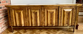 MCM Stunning Wood & Brass Sideboard Credenza By Mastercraft