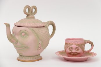 Rare And Unsigned Schaeffer Vatter Mrs Pots Teapot Cup And Saucer