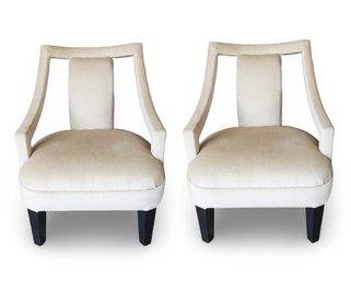 Pair Of Edmund Ostrich Covered Arm Chairs By Clontarf Interiors