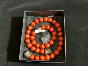 Red Stone Necklace And Bracelet