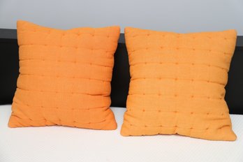 Pair Of Orange Crate & Barrel Throw Pillows