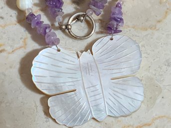 Butterfly And Purple Necklace