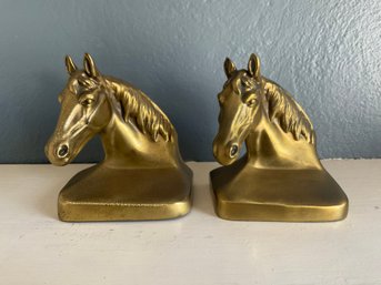 Pair Of Brass Horse Bookends
