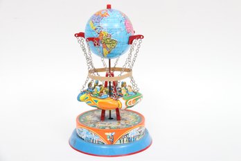 Globe Carousal Tin Toy Rocket Ride Made In West Germany By Josef Wagner