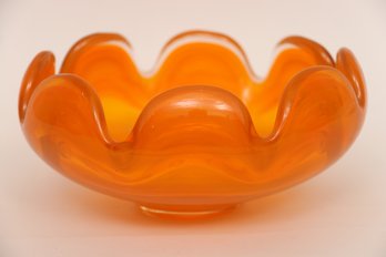 Mid Century Lotus Tangerine Free Form Bowl