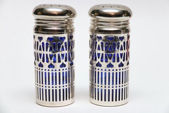 Cobalt Blue And Silver Salt And Pepper Shaker Set