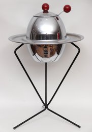 MCM Atomic Chrome Punchbowl And Stand