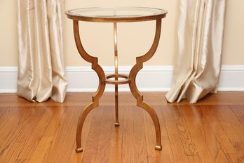 Antiqued Brass 'belle' Side Table With Beveled Glass Top