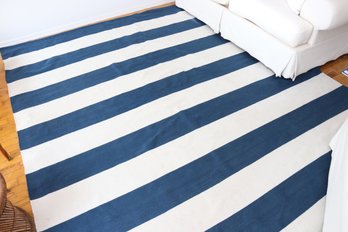 Blue And White Striped Wool Carpet 8 X 10
