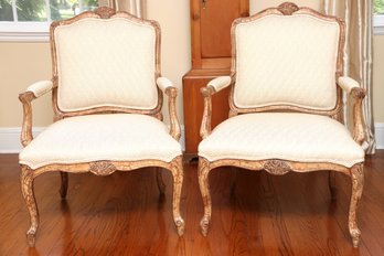Lovely Pair Of Carved French Arm Chairs