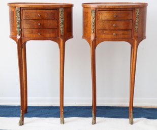 Pair Of French Side Table With Brass Gilt