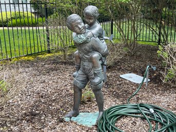 Piggy Back Bronze Statue By Leonardo Rossi