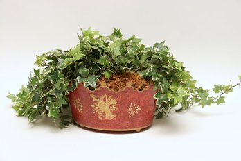 Italian Tole Planters With Faux Ivy