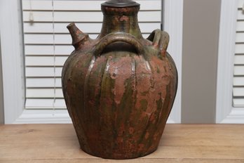Rustic Early American Jug Turned Into Lamp