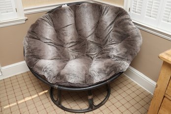 Rattan Papasan Chair With Faux Fur Cushion