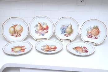 Bavaria Germany Porcelain Fruit Plate Set Of 7
