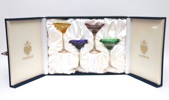 Faberge Na Zdorovye Martini Glasses Set Of 4 In Blue Velvet Box