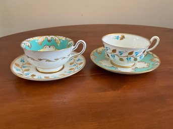 Pair Of Royal Chelsea England Bone China Tea Cups And Saucers
