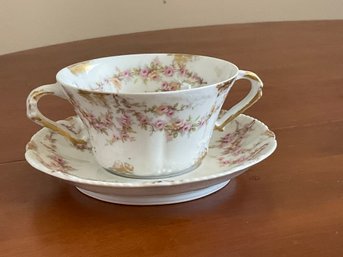 Limoges Theodore Haviland Flat Bouillon Cup And Saucer
