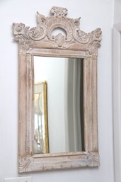 Pickled Oak Foyer Mirror With Hooks