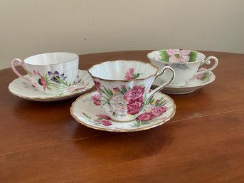 Anemons Shelly And Carnation Royal Stafford Tea Cups And Saucers