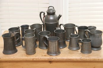 Pewter Stein Collection With Pitcher