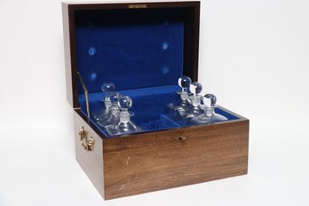 19th Century Sea Captains Liquor Chest And Decanter Set