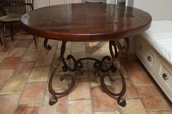 Round Wooden Dining Table With Cast Iron Base